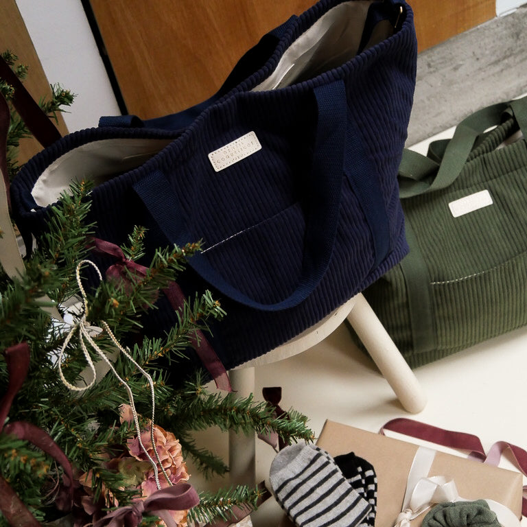 Sac cabas en velours côtelé