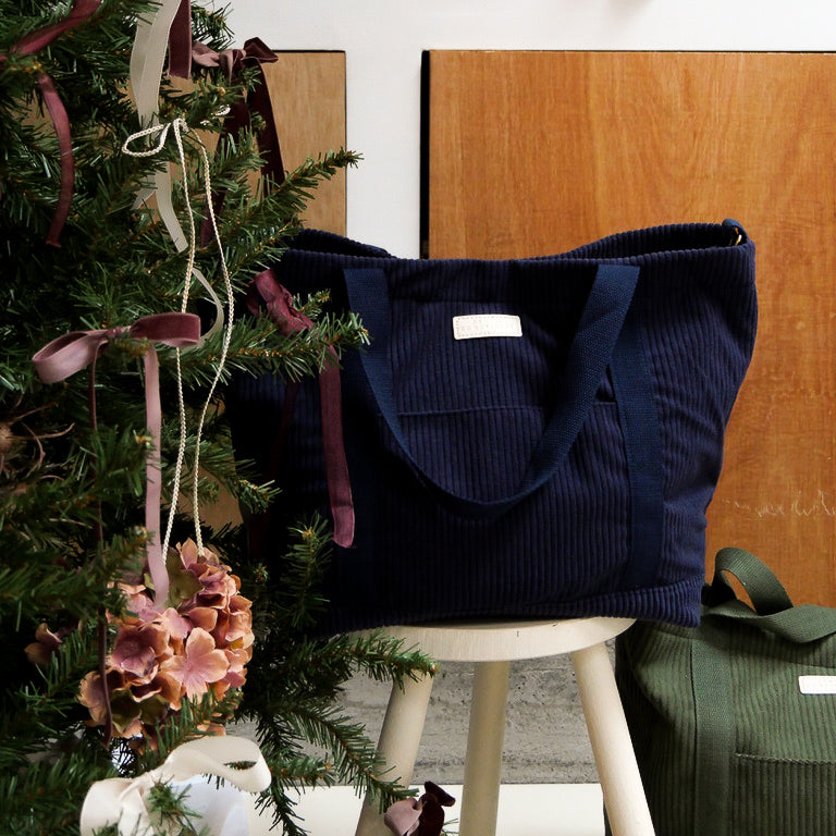 Sac cabas en velours côtelé