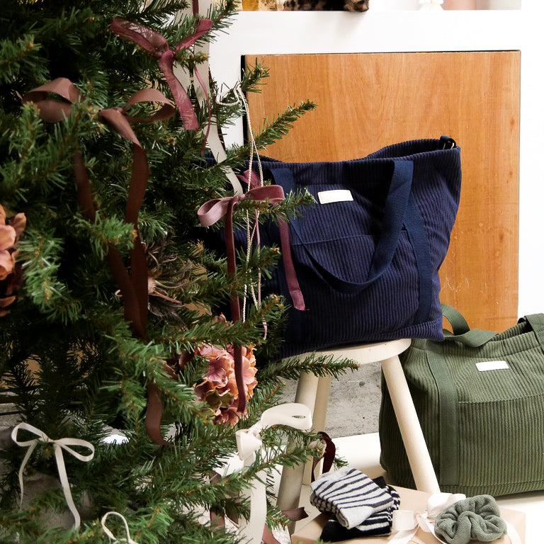 Sac cabas en velours côtelé