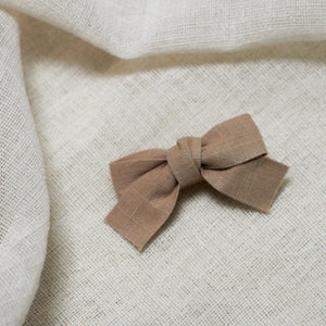 Set barrettes vichy-taupe-fleurs-uni beige