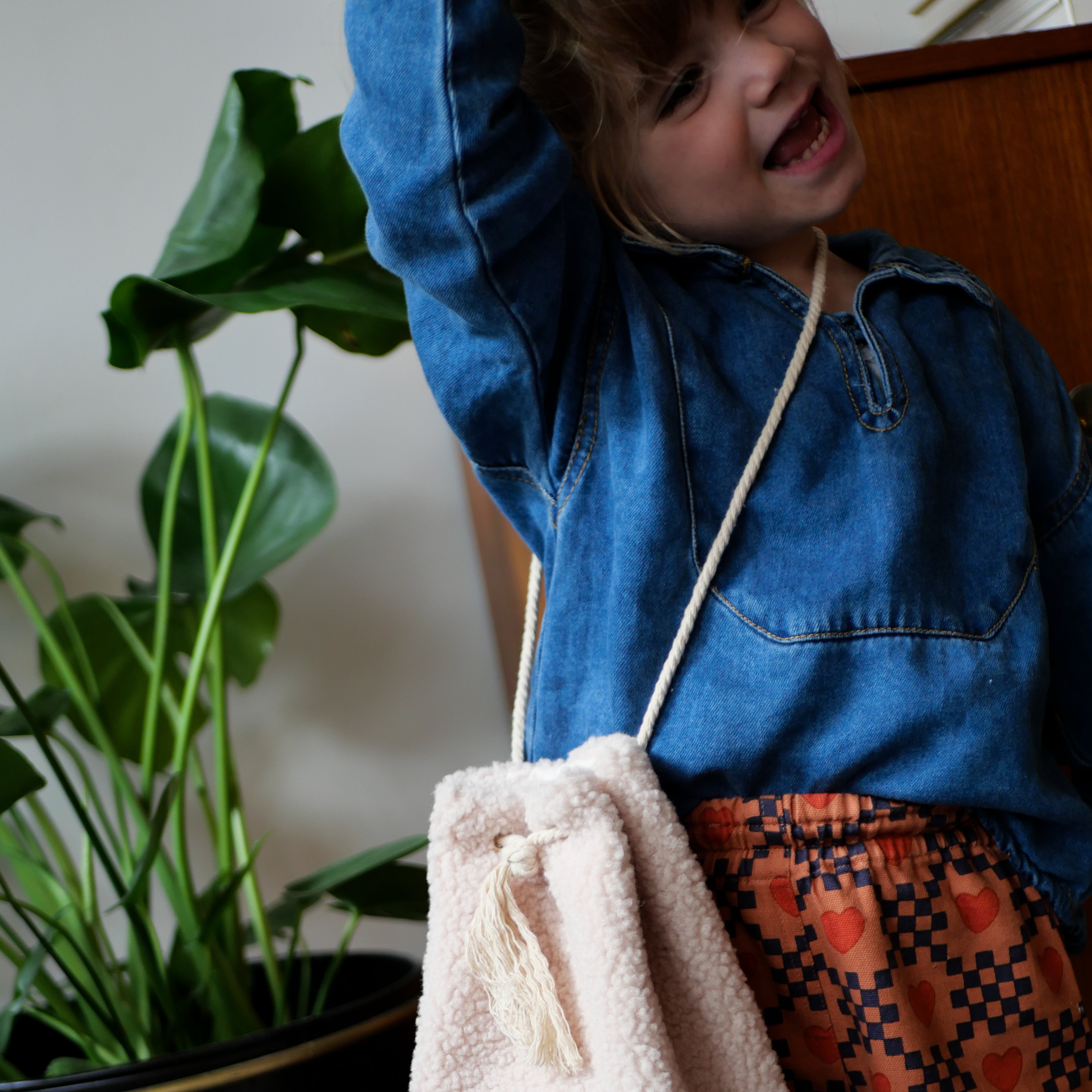 Sac bourse enfant en sherpa